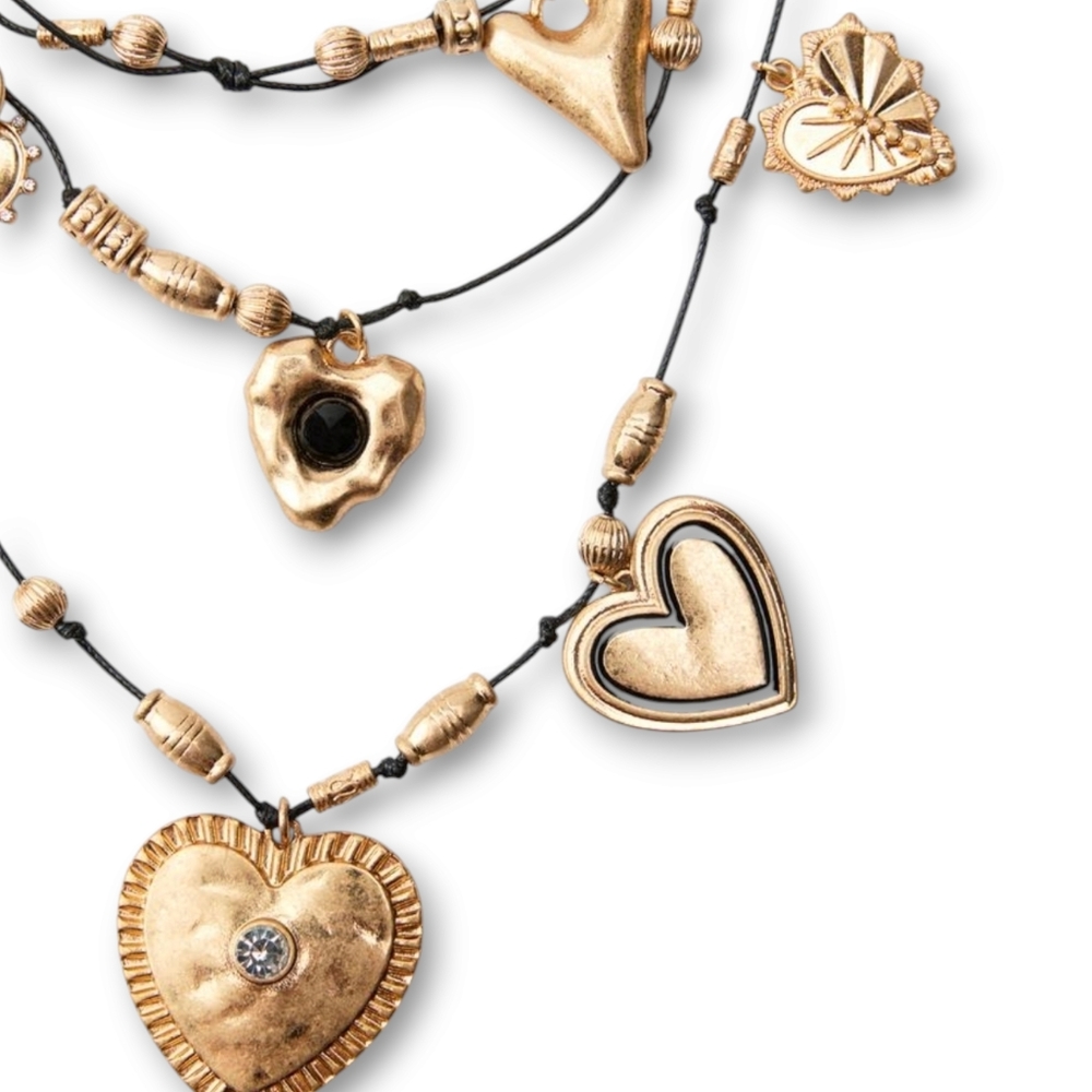 ZARA Multi Charm Heart Necklace - Picture 6 of 17